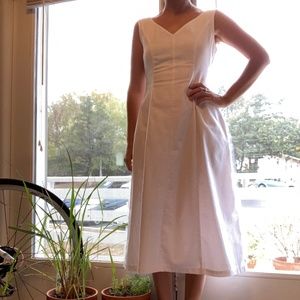 White cotton linen dress